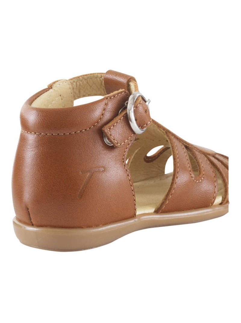 Sandales cuir enfant Suzie Marron - Kiabi