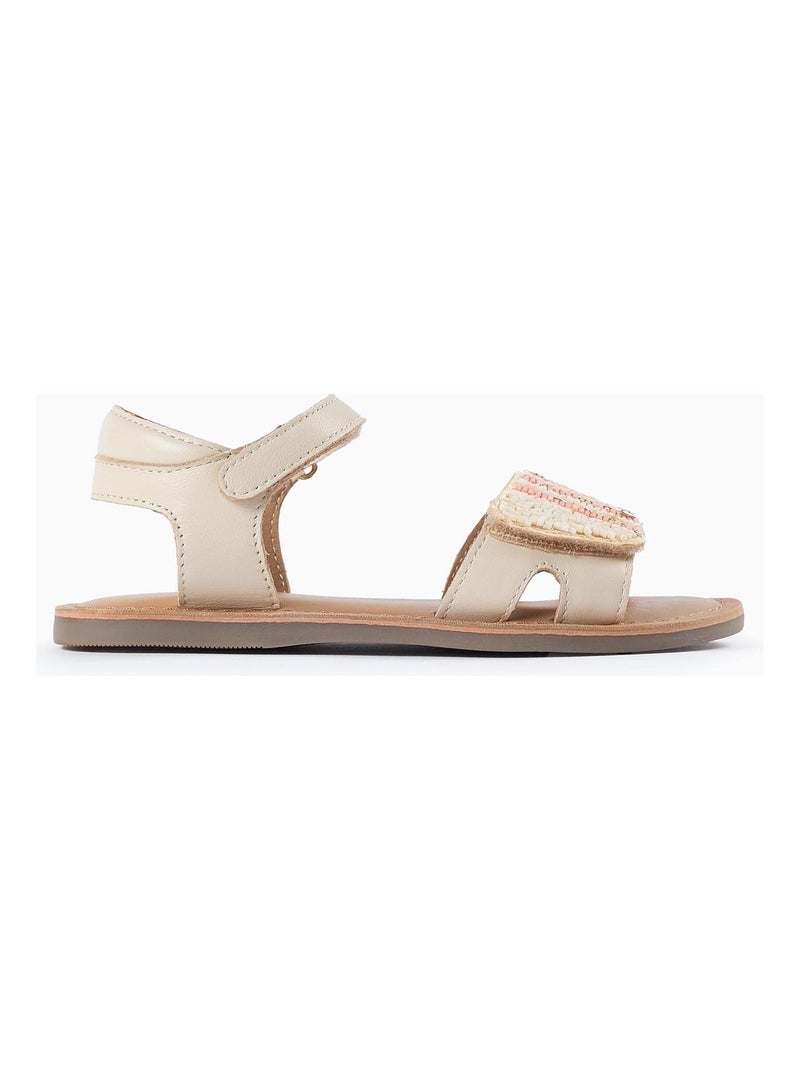 Sandales cuir, fermeture auto-agrippante SUMMER BREEZE Beige clair - Kiabi