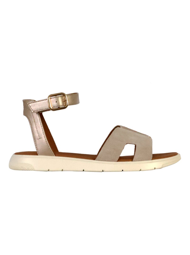 Sandales Cuir Geox Dandra Doré/or - Kiabi