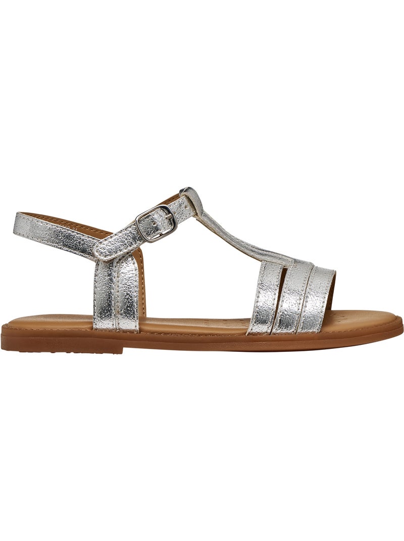 Sandales Cuir Geox Enfant J Karly Argent - Kiabi