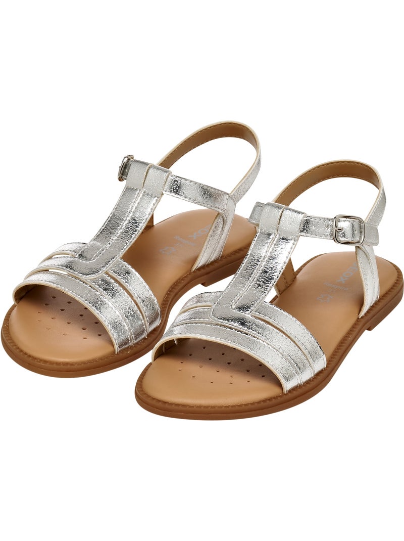 Sandales Cuir Geox Enfant J Karly Argent - Kiabi