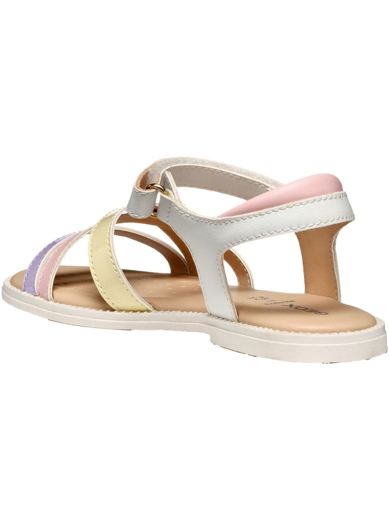Sandales Cuir Geox Enfant J S Karly G D Synt Lea Blanc - Kiabi