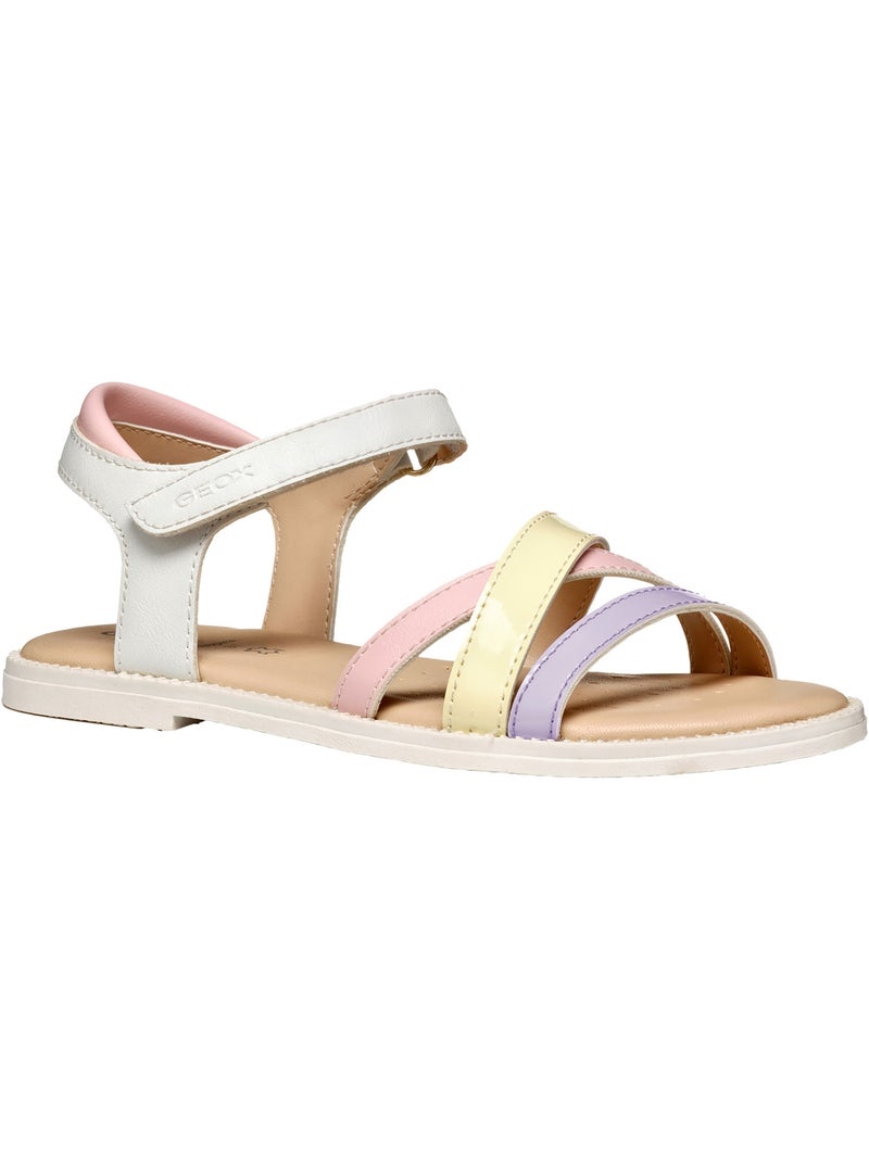 Sandales Cuir Geox Enfant J S Karly G D Synt Lea Blanc - Kiabi