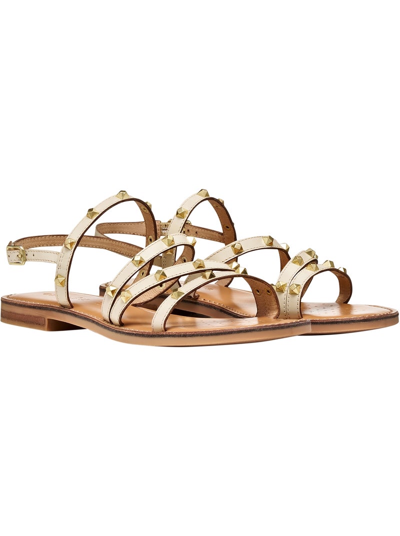 Sandales Cuir Geox Maddalusia Beige - Kiabi