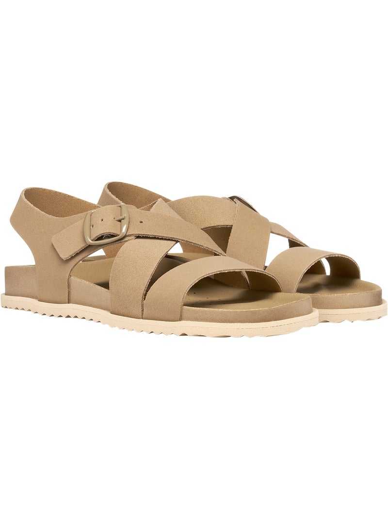 Sandales Cuir Geox Sandybett Beige - Kiabi