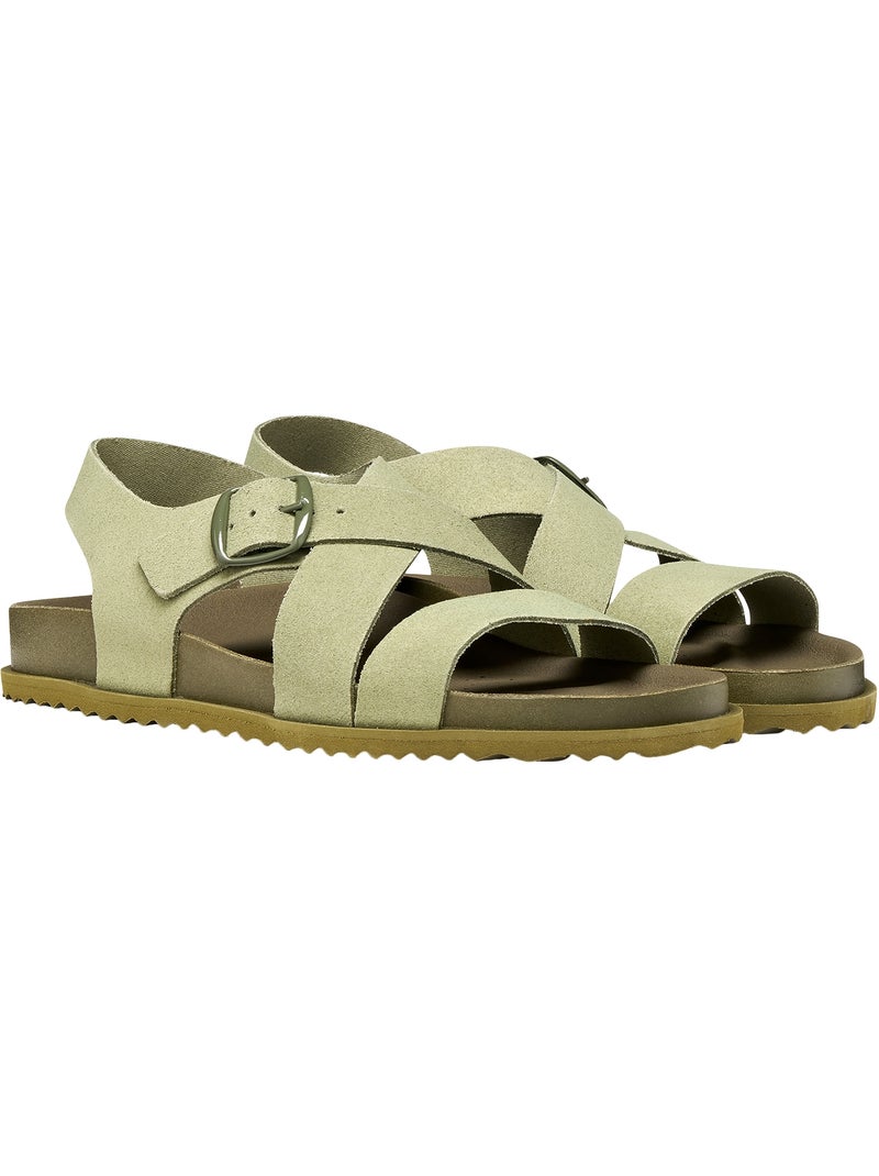 Sandales Cuir Geox Sandybett Vert - Kiabi