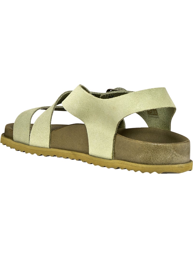 Sandales Cuir Geox Sandybett Vert - Kiabi