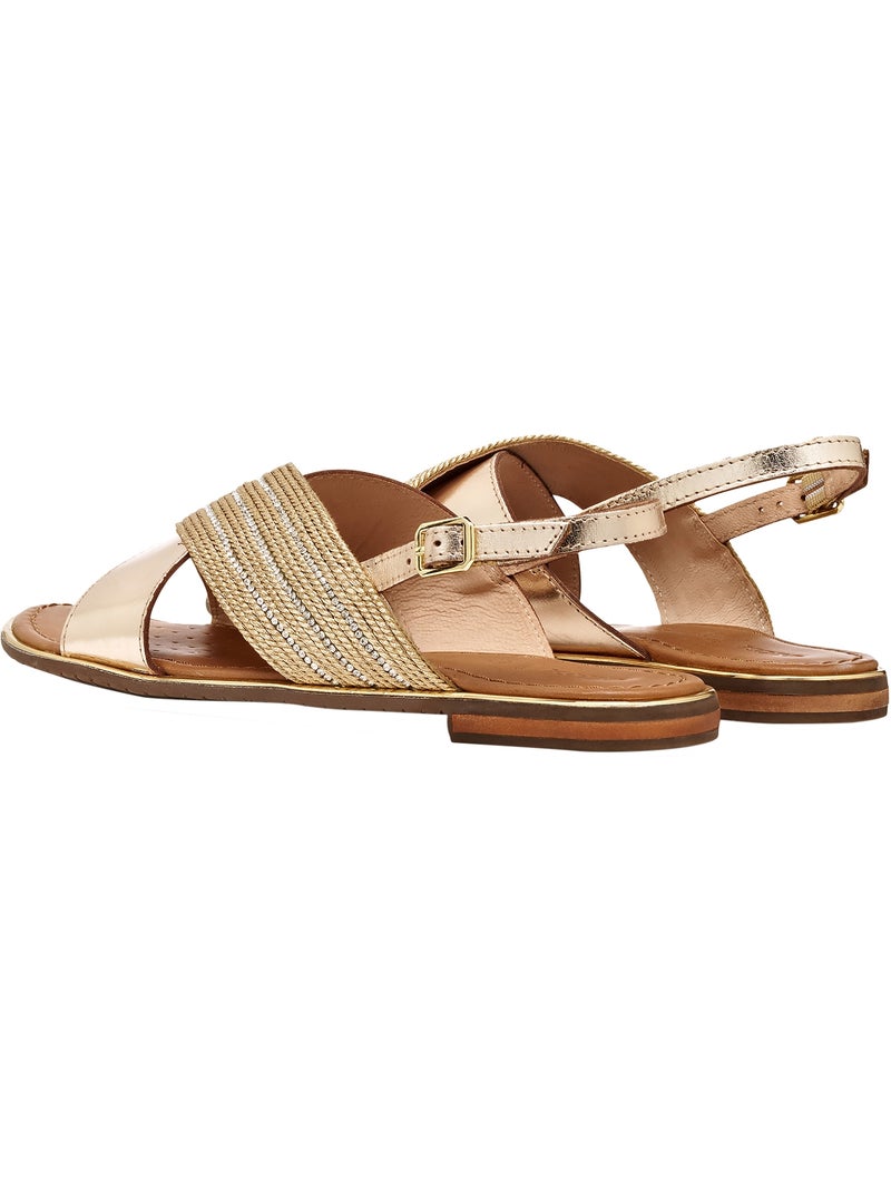 Sandales Cuir Geox Sozy Plus Doré - Kiabi