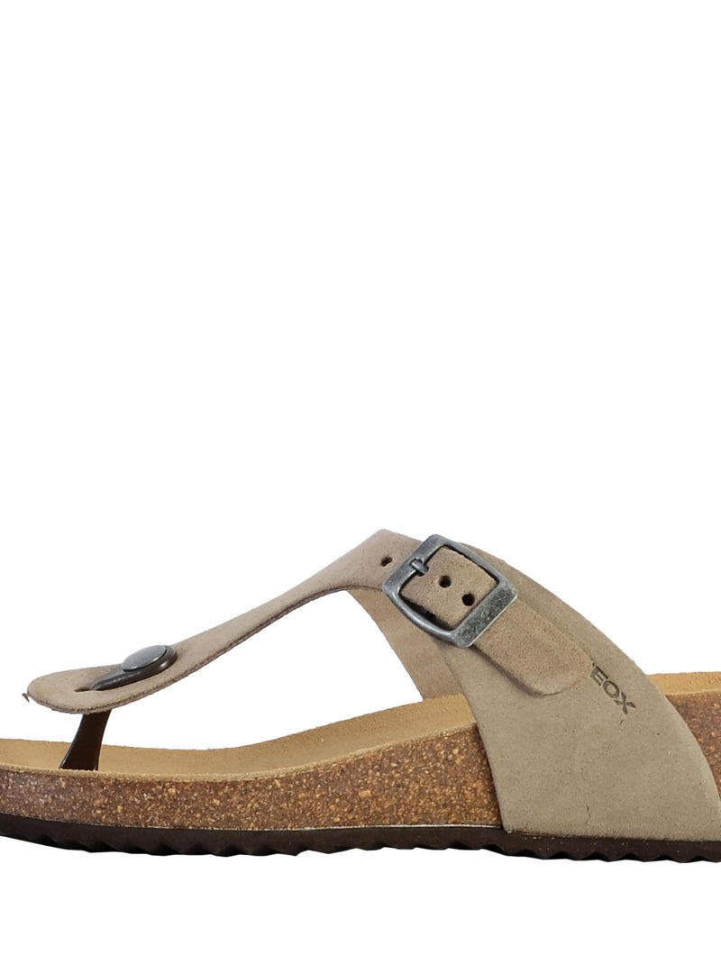 Sandales Cuir Geox Sthellae Gris - Kiabi