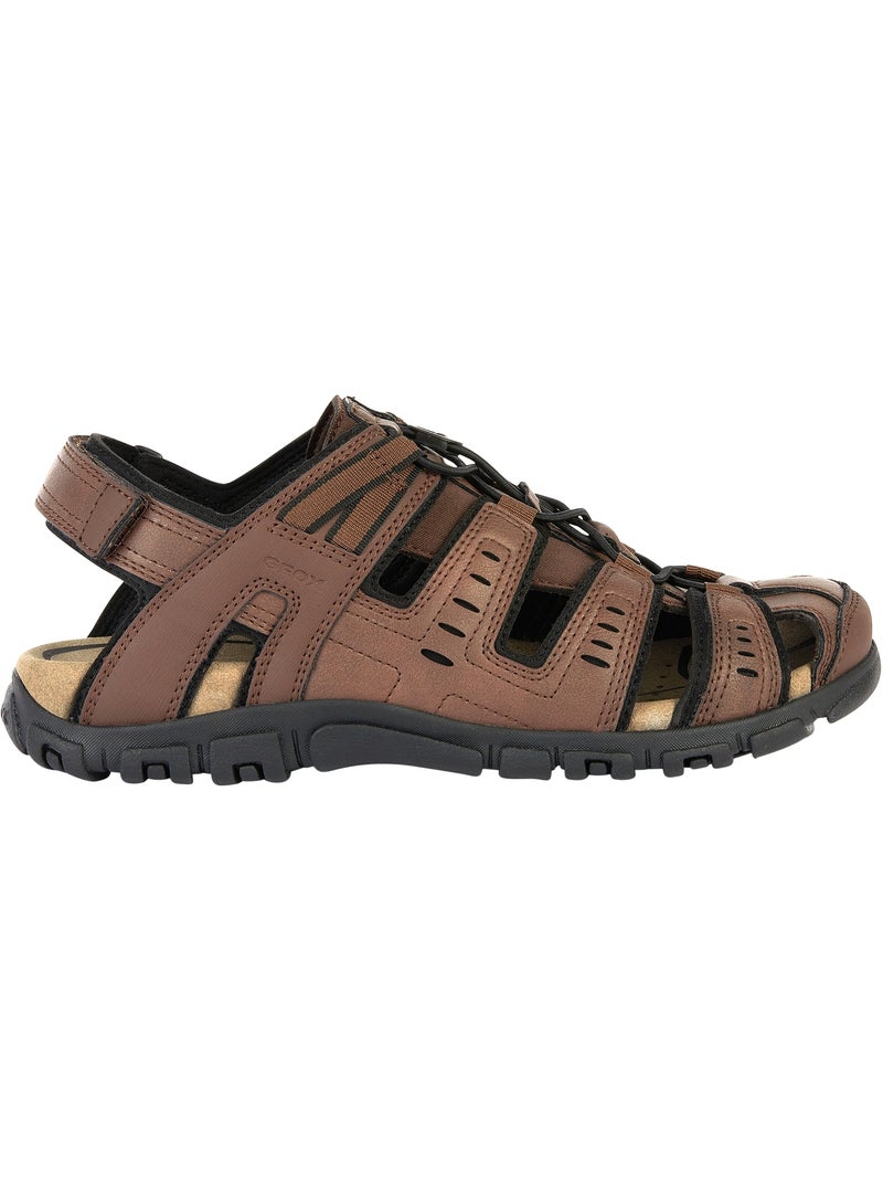 Sandales Cuir Geox Strada Marron - Kiabi