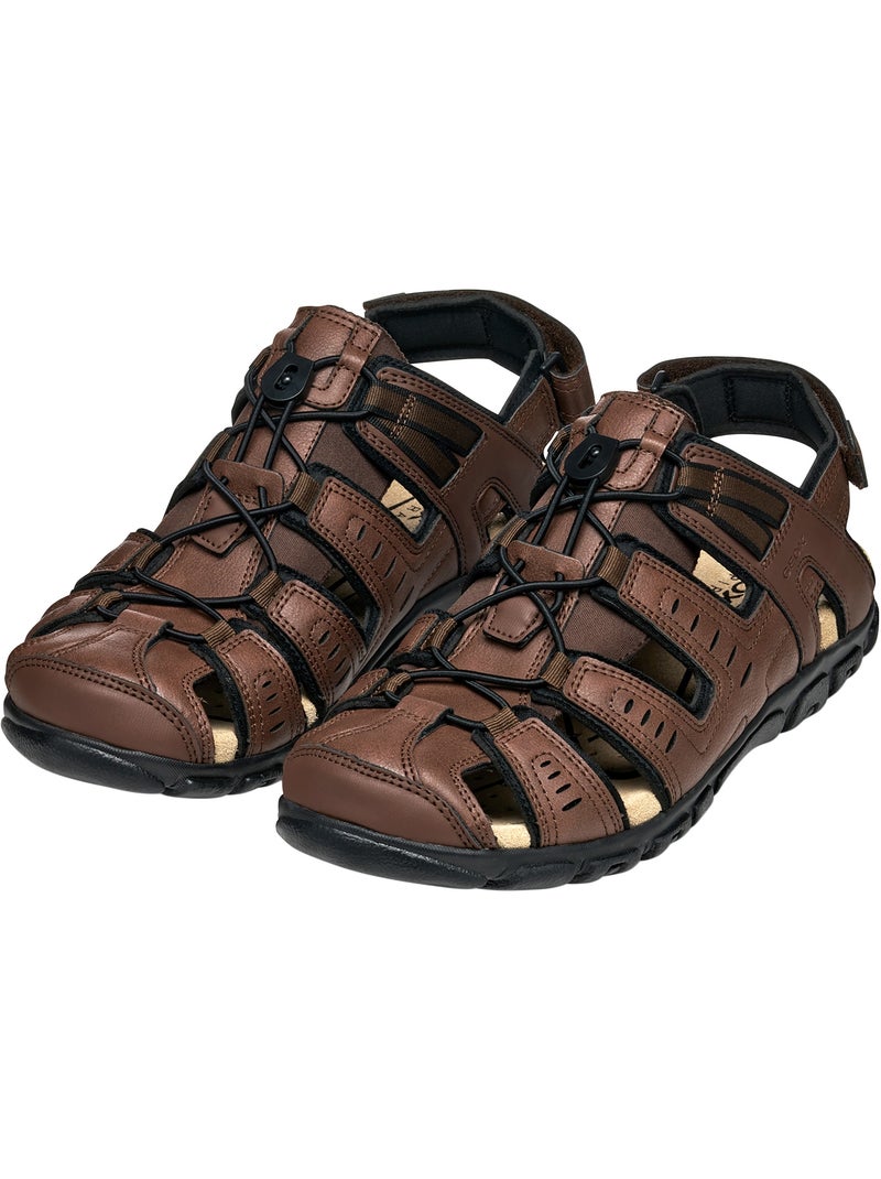 Sandales Cuir Geox Strada Marron - Kiabi