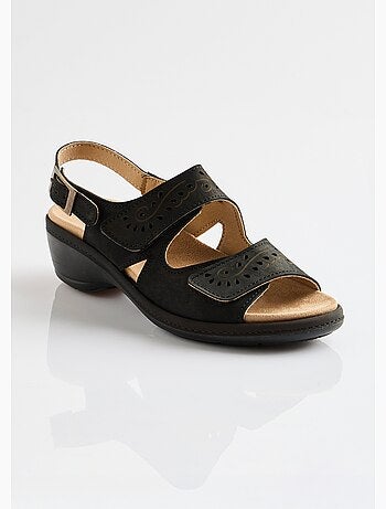 Sandales cuir grande largeur scratchées - Afibel