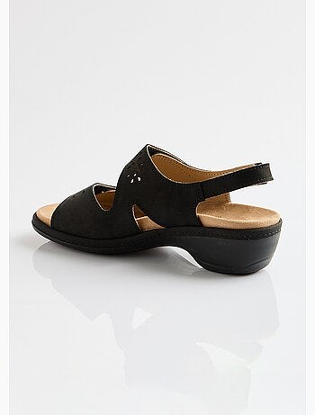 Sandales cuir grande largeur scratchées - Afibel