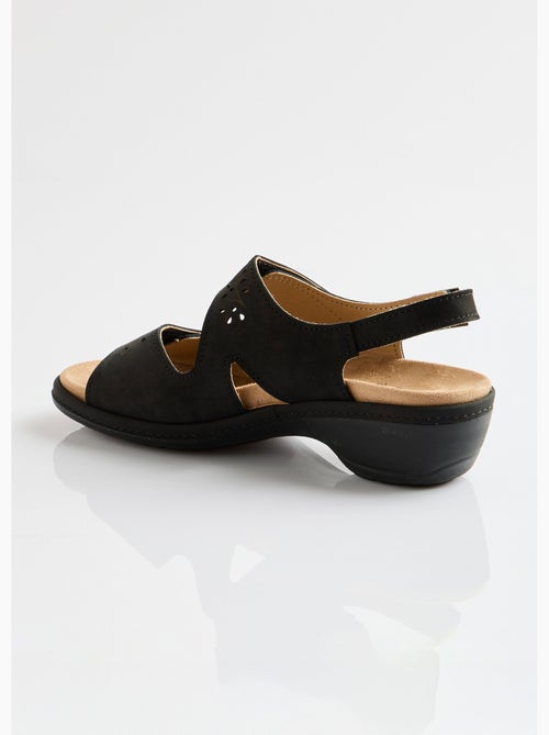 Sandales cuir grande largeur scratchées - Afibel - Kiabi