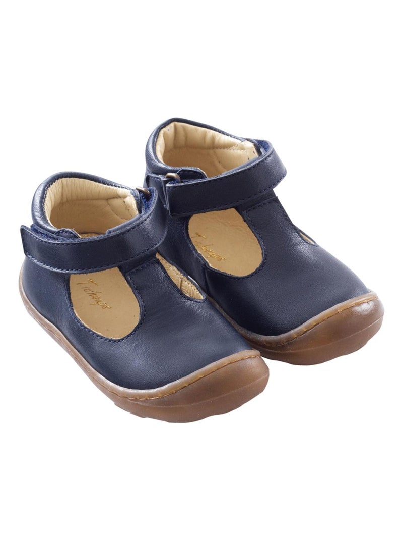 Sandales cuir marche débutante Poppy Bleu marine - Kiabi