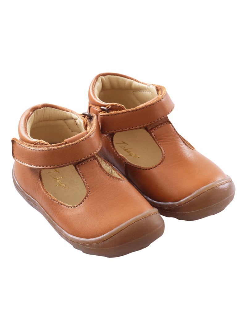Sandales cuir marche débutante Poppy Marron - Kiabi