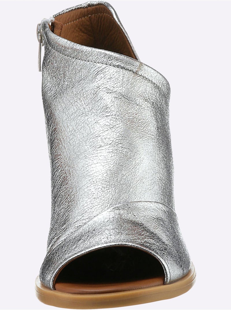 Sandales Cuir Nappa De Vache - Taille Standard - Helline Argent - Kiabi
