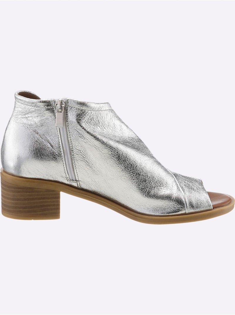 Sandales Cuir Nappa De Vache - Taille Standard - Helline Argent - Kiabi