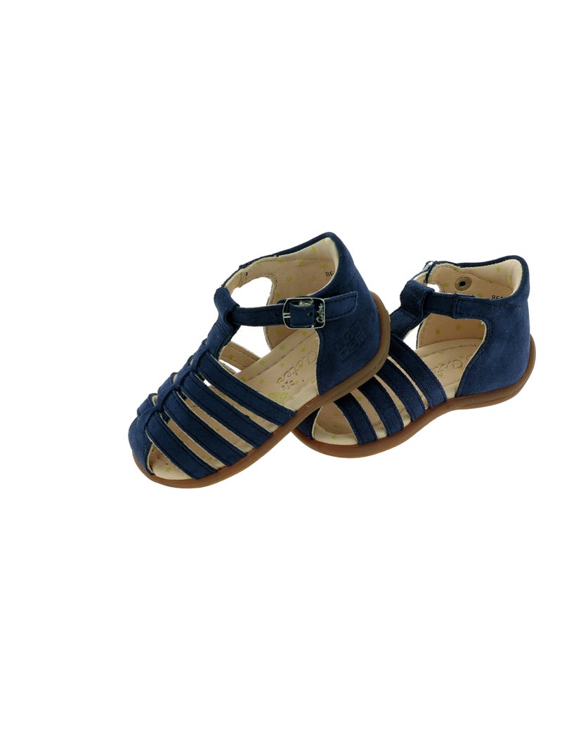 Sandales Cuir Ofilie Bonton Aster Bleu - Kiabi