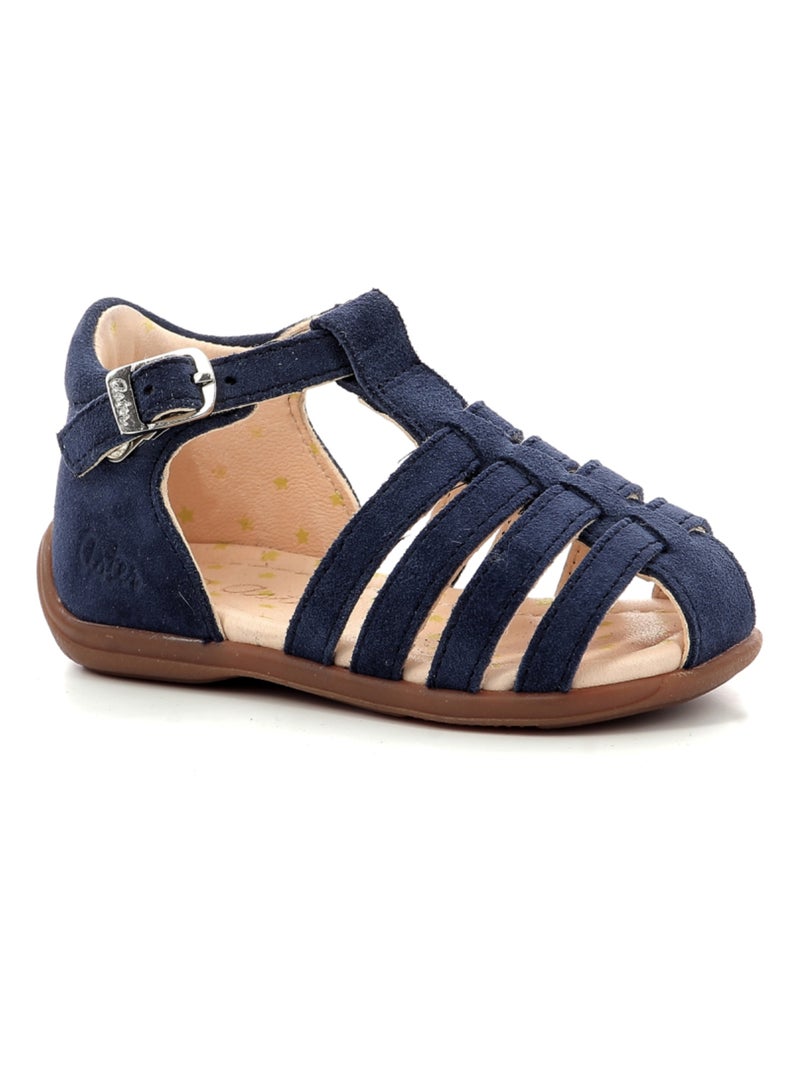 Sandales Cuir Ofilie Bonton Aster Bleu - Kiabi