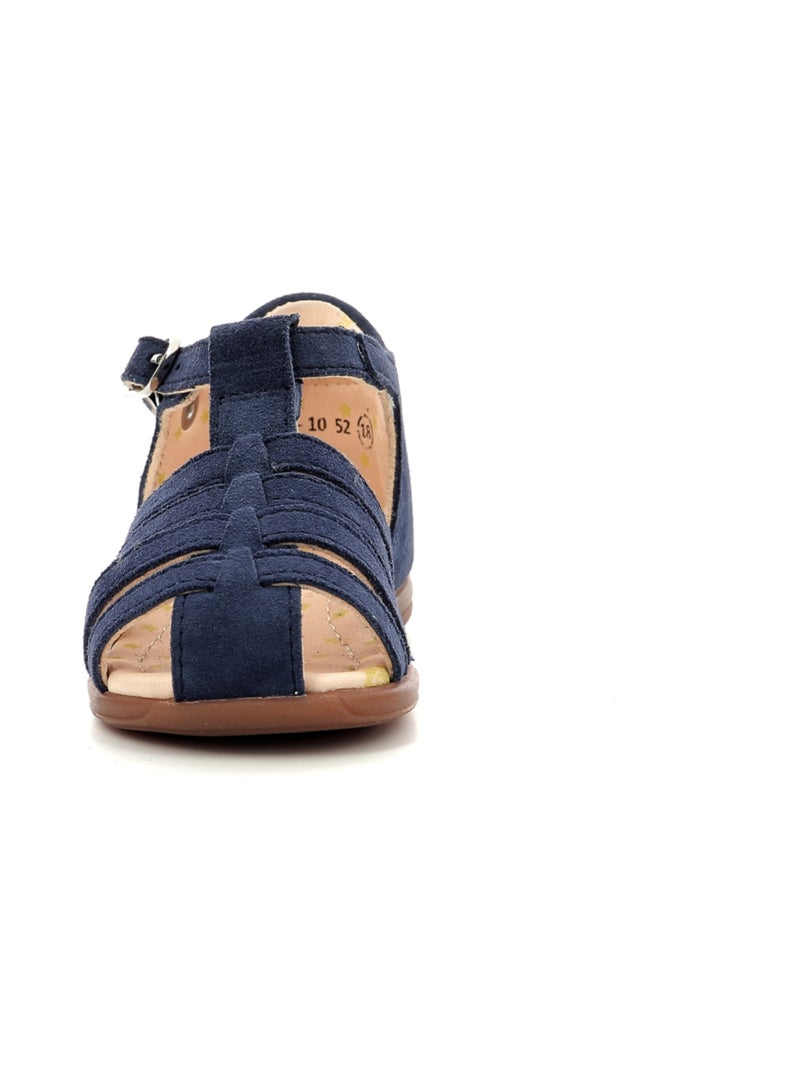 Sandales Cuir Ofilie Bonton Aster Bleu - Kiabi