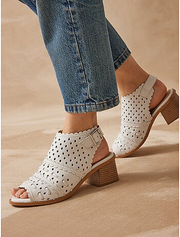 Sandales cuir perforé forme montante - PEDICONFORT
