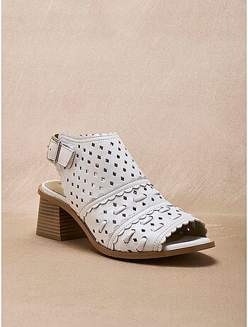 Sandales cuir perforé forme montante - PEDICONFORT