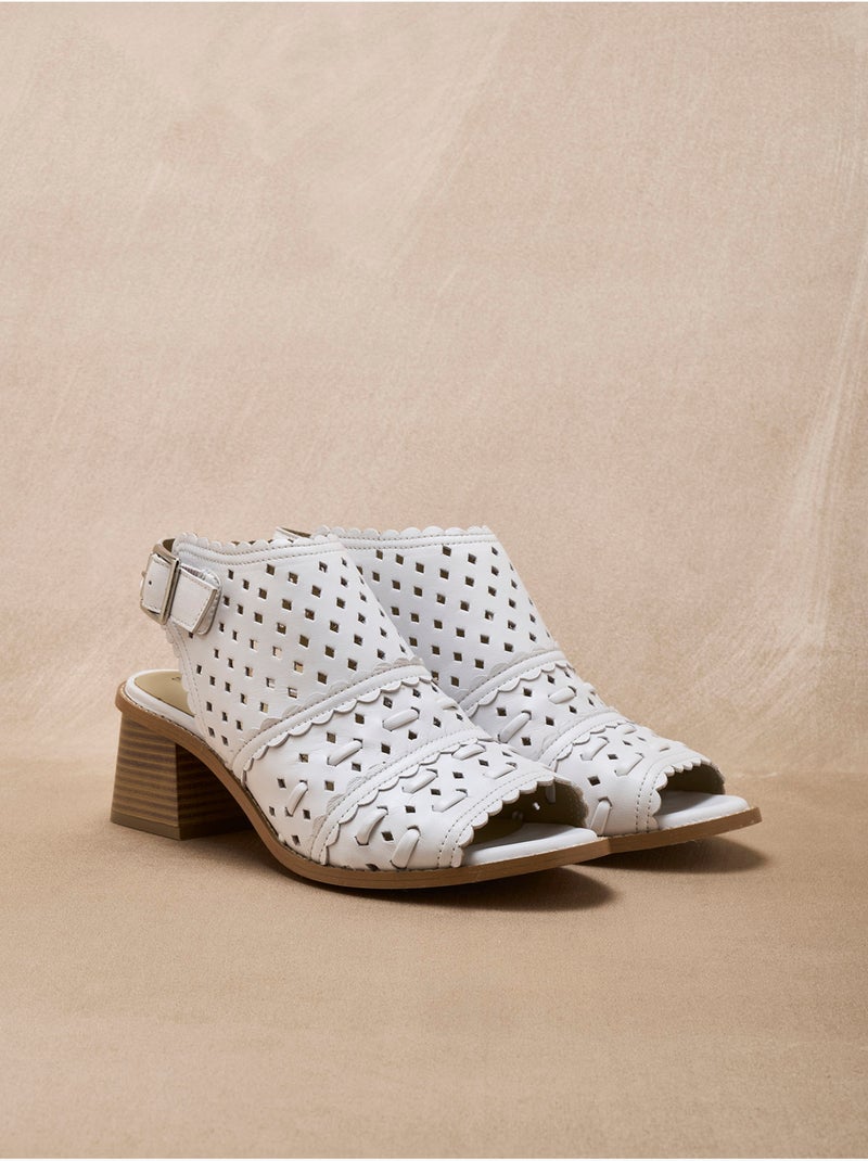 Sandales cuir perforé forme montante - PEDICONFORT Blanc Blanc - Kiabi