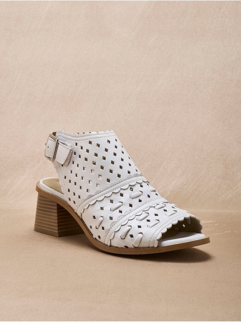 Sandales cuir perforé forme montante - PEDICONFORT Blanc Blanc - Kiabi