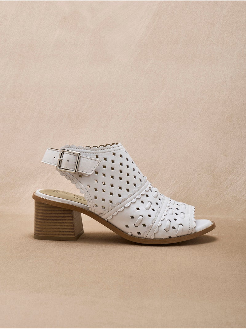 Sandales cuir perforé forme montante - PEDICONFORT Blanc Blanc - Kiabi