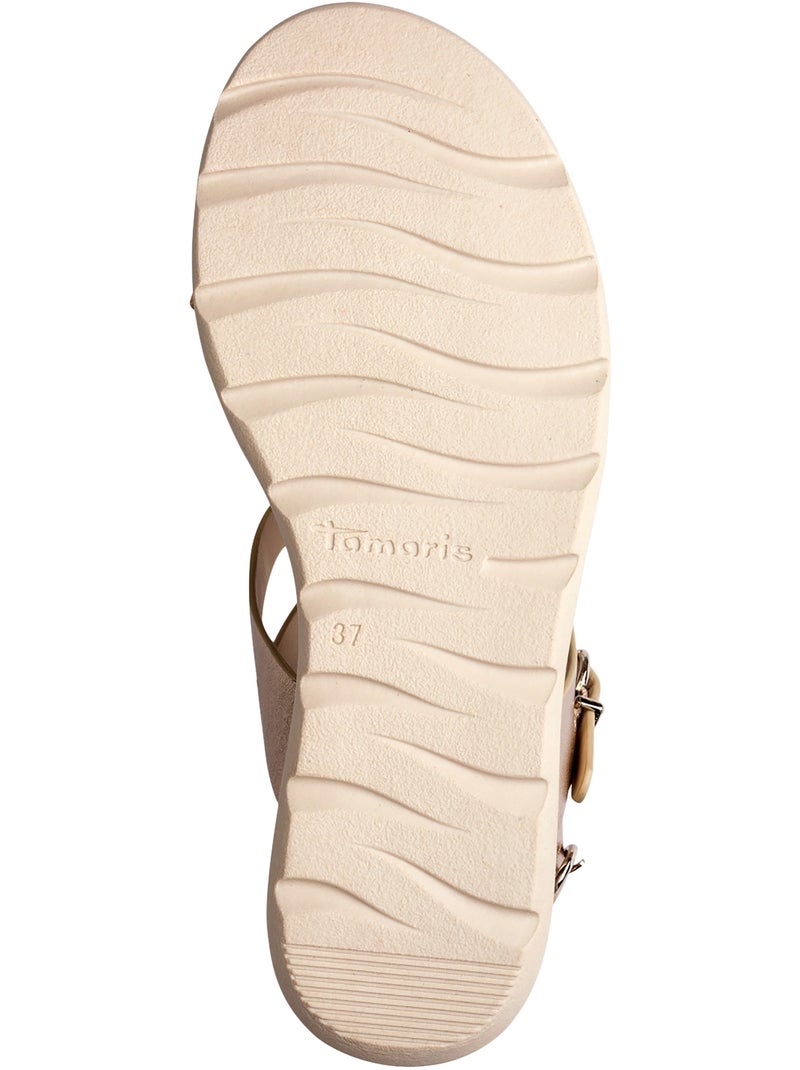 Sandales Cuir Plate Tamaris Marron - Kiabi