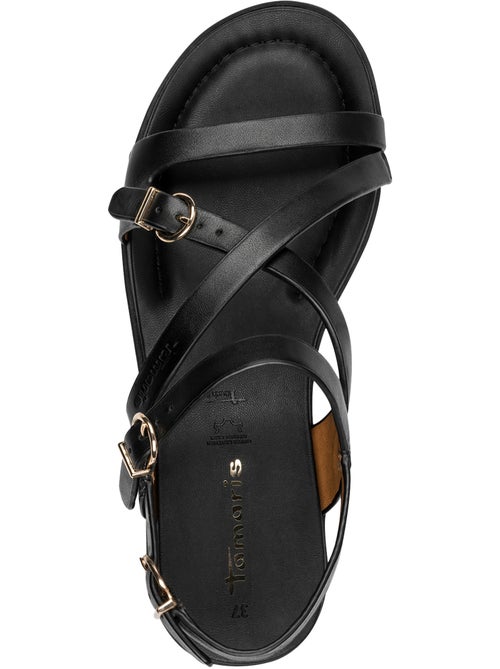 Sandales Cuir Plate Tamaris - Kiabi