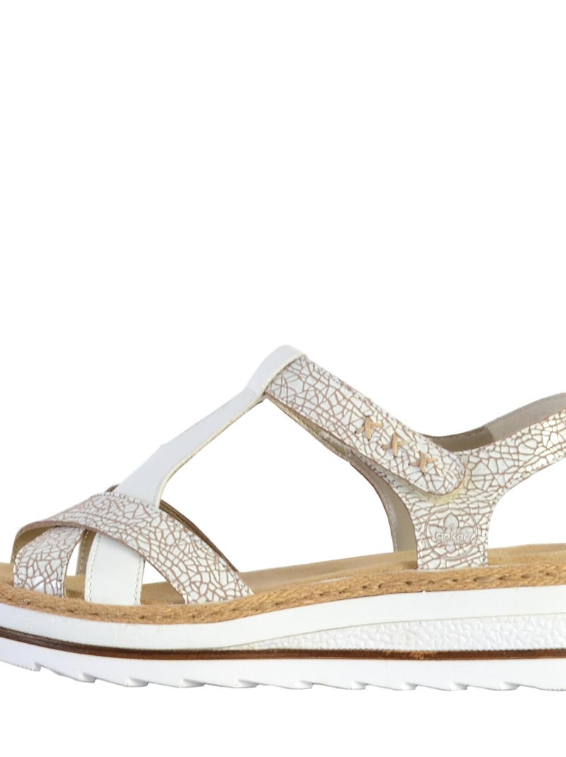 Sandales Cuir Rieker Everest V7919 Blanc - Kiabi