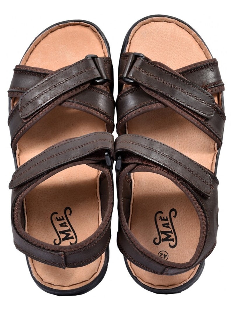 Sandales CUIR scratch Marron havane - Kiabi