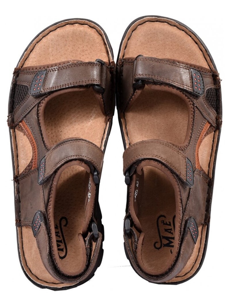 Sandales CUIR scratch Marron havane - Kiabi