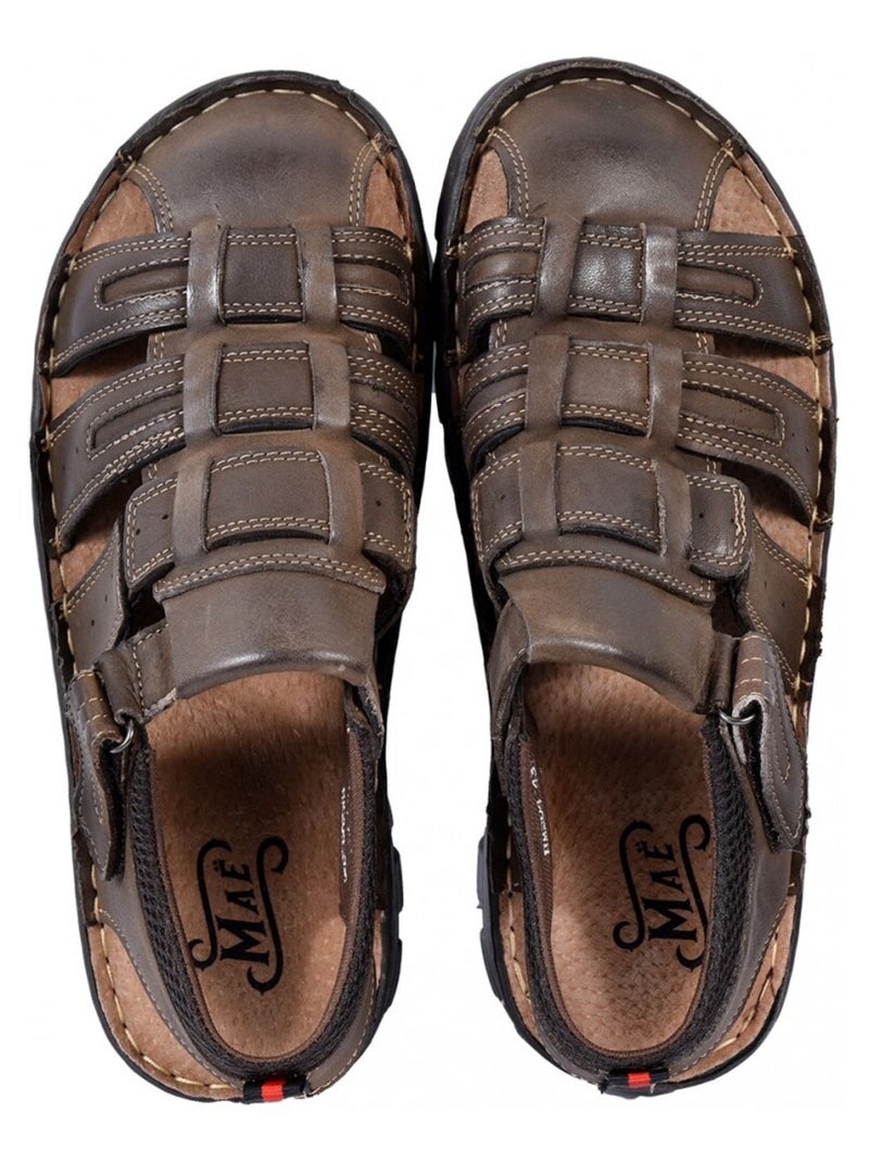 Sandales CUIR scratch Marron havane - Kiabi