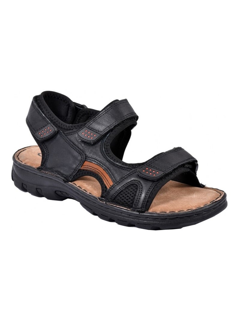 Sandales CUIR scratch Noir - Kiabi