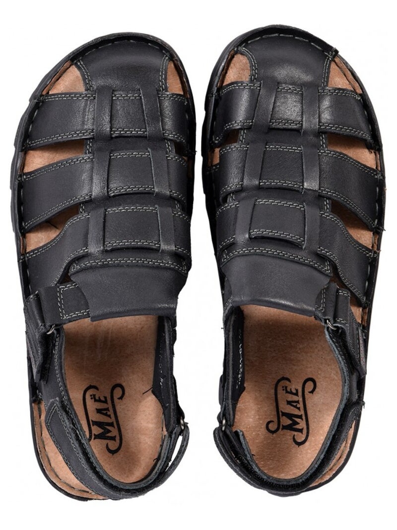 Sandales CUIR scratch Noir - Kiabi