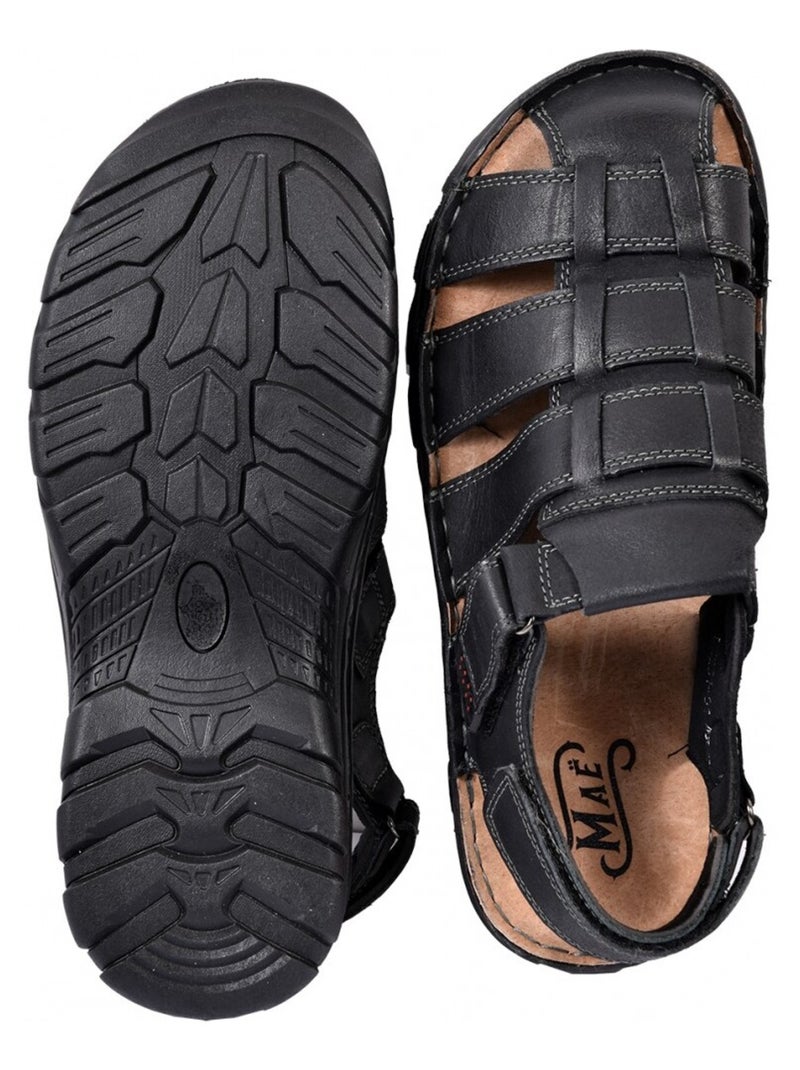 Sandales CUIR scratch Noir - Kiabi