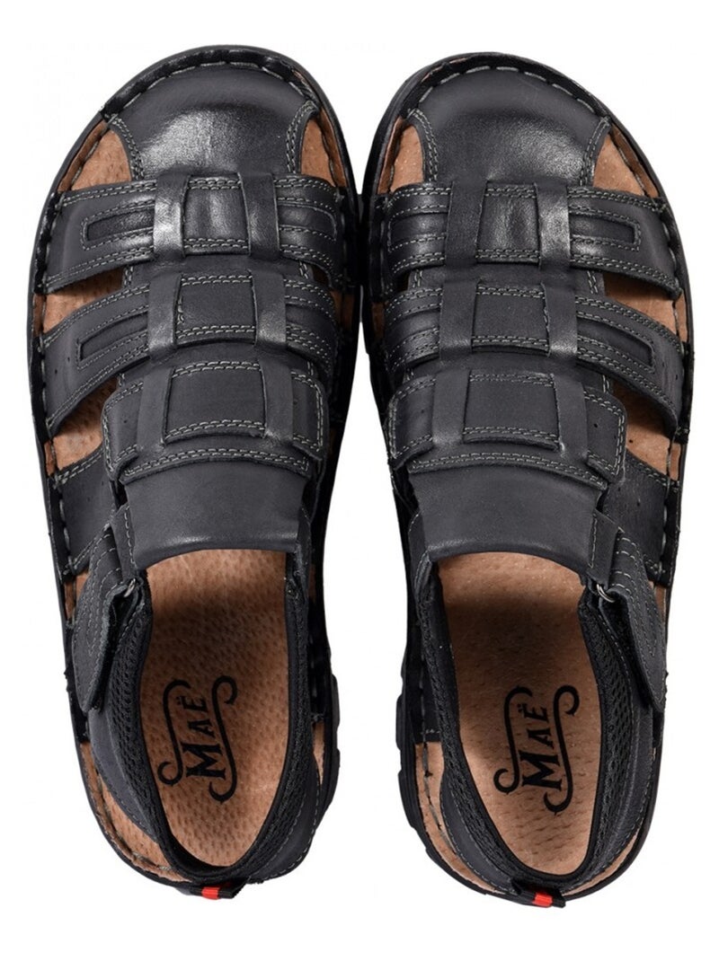 Sandales CUIR scratch Noir - Kiabi