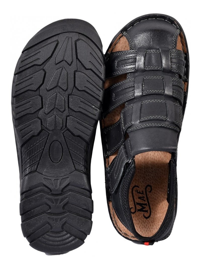 Sandales CUIR scratch Noir - Kiabi