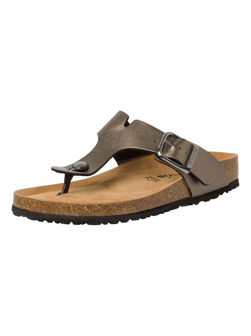Sandales Cuir Tamaris gris anthracite - Kiabi