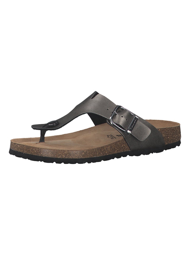 Sandales Cuir Tamaris Gris - Kiabi