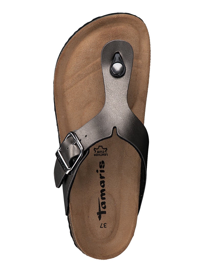 Sandales Cuir Tamaris Gris - Kiabi