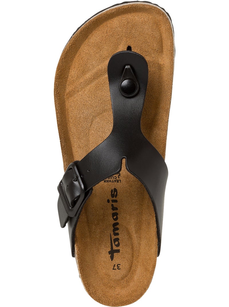 Sandales Cuir Tamaris Noir - Kiabi