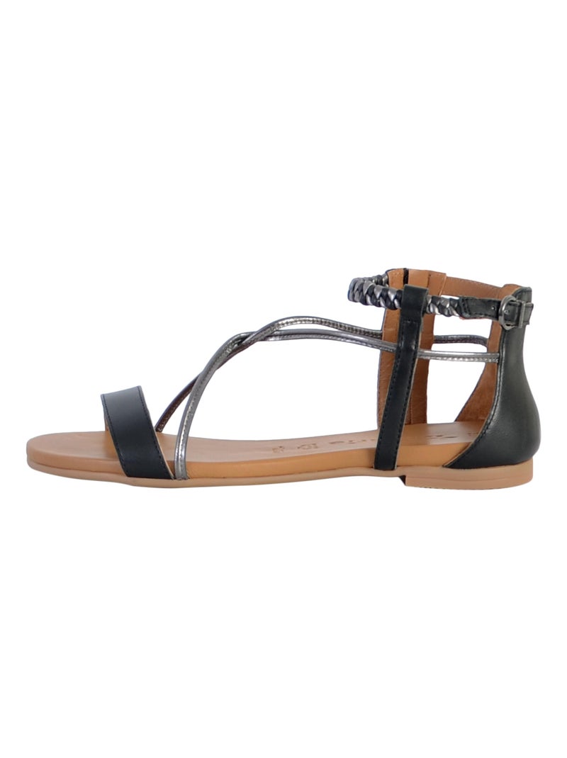 Sandales Cuir Tamaris Noir - Kiabi