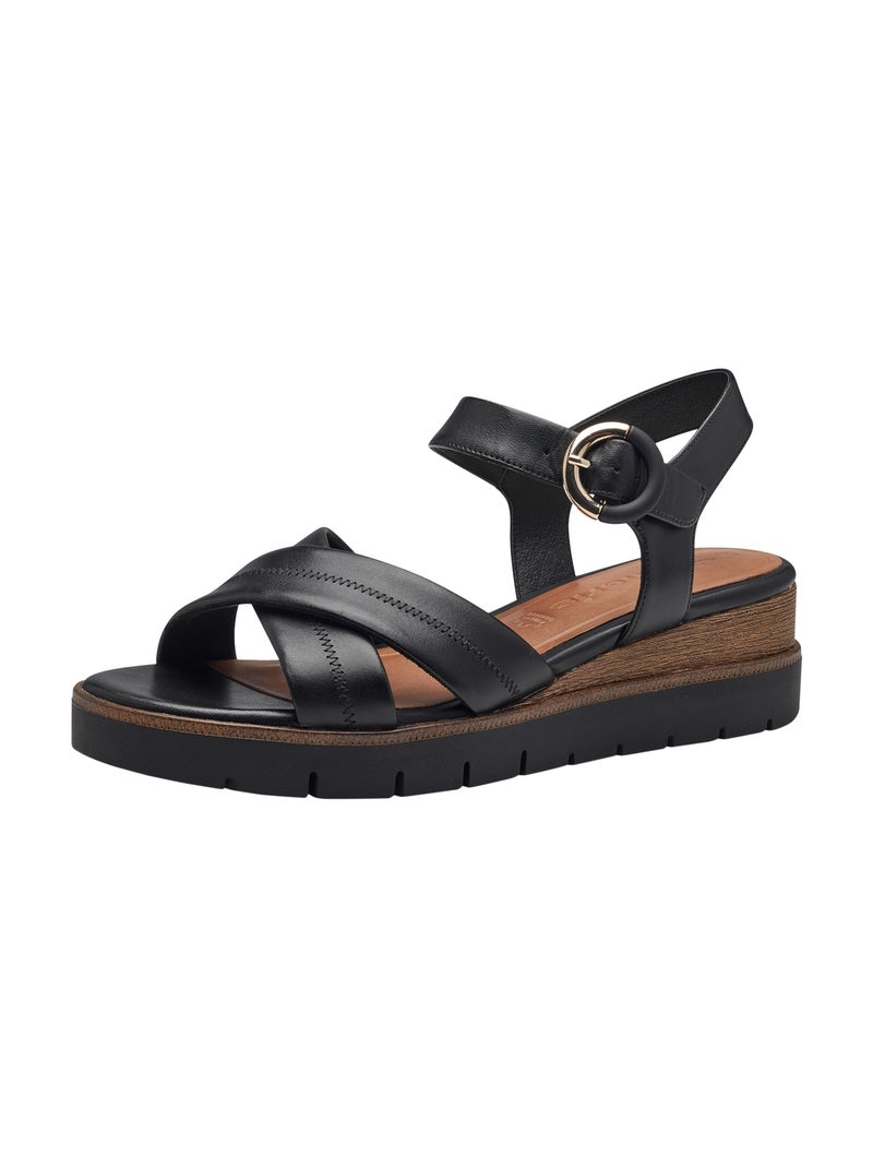 Sandales Cuir Tamaris Noir - Kiabi