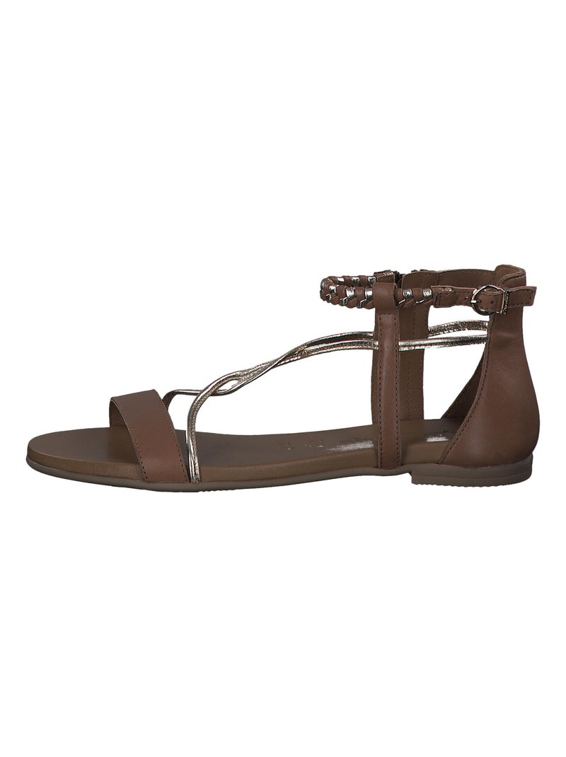 Sandales Cuir Tamaris Touch-It Marron - Kiabi