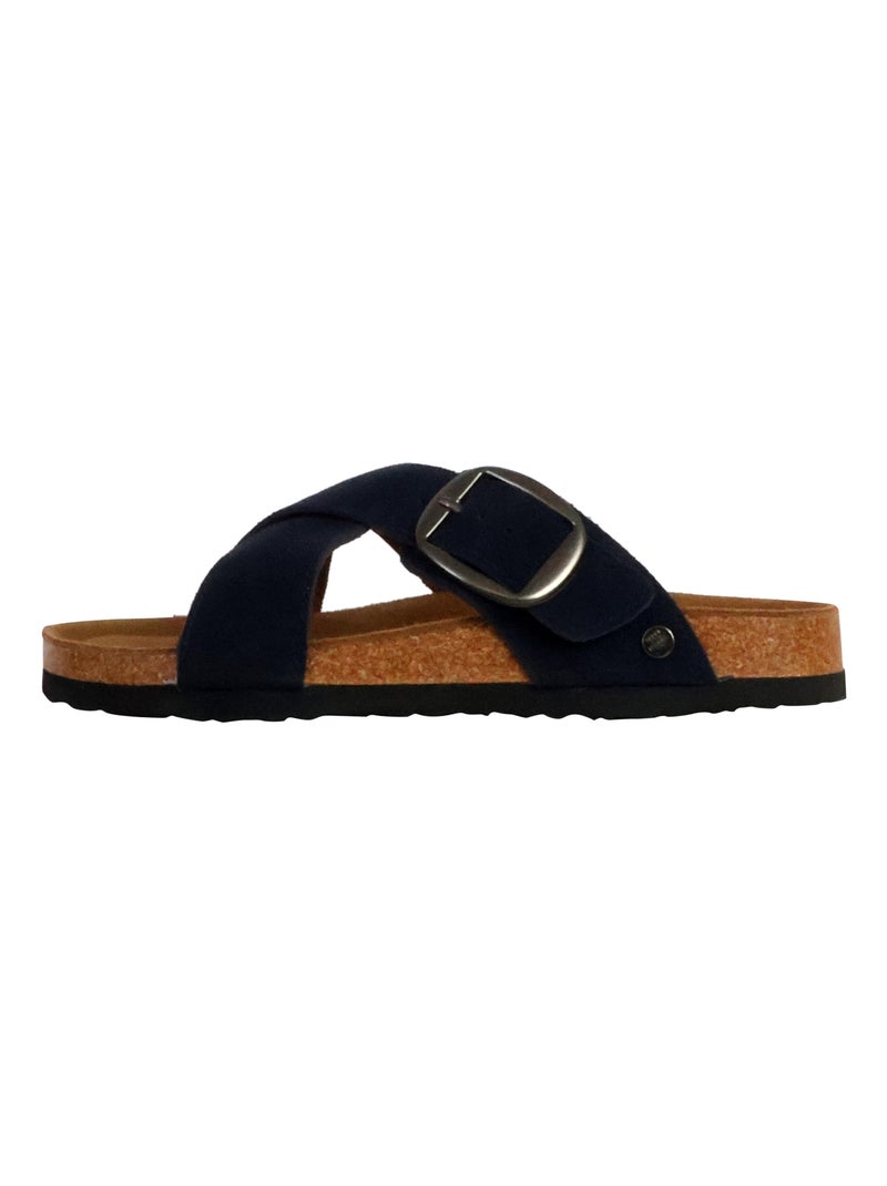Sandales Cuir Terre De Marins Sparte Bleu marine - Kiabi