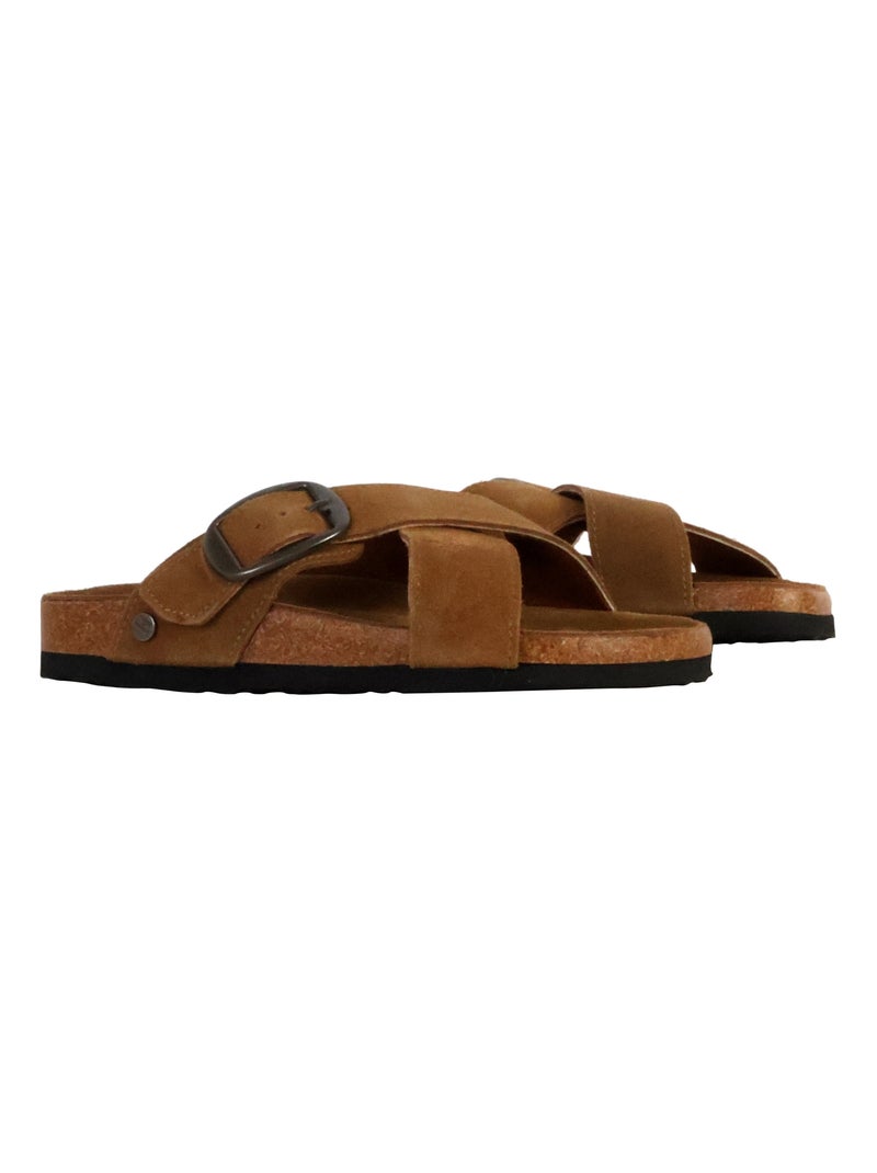 Sandales Cuir Terre De Marins Sparte Marron - Kiabi
